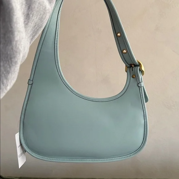 Cashin Carry Small Leather Crescent Bag- light blue - Picture 2 of 7